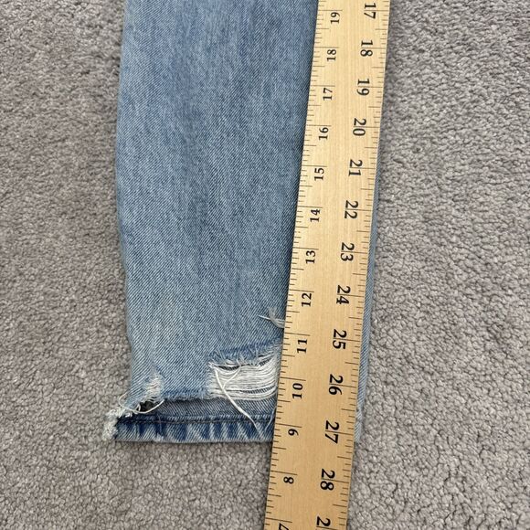 Zara High Rise Distressed Mom Denim Jeans Womens 2 Blue Light Wash Cotton 25x27 - Picture 11 of 14
